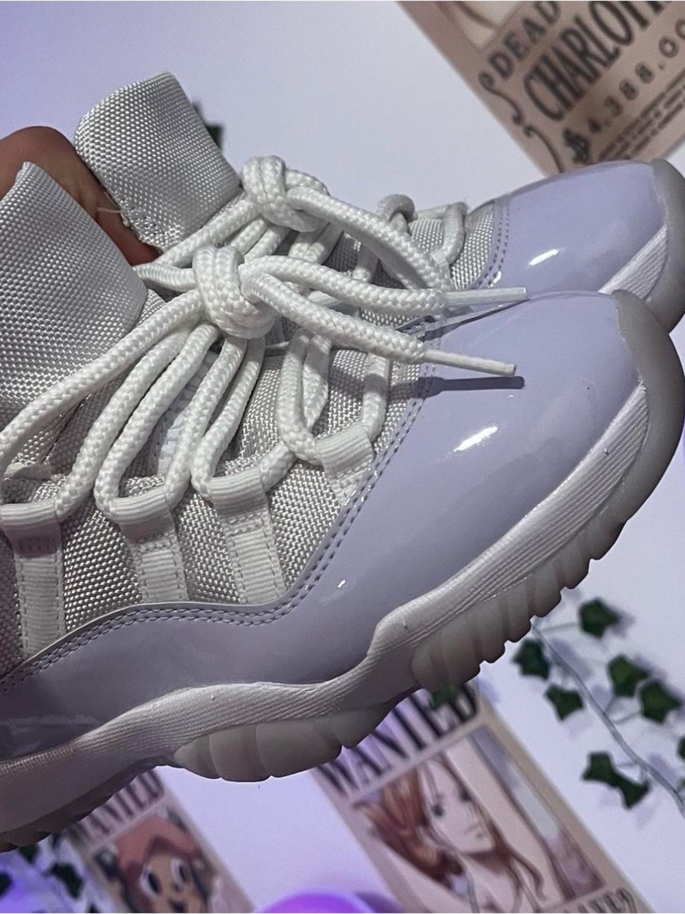 Women's Air Jordan 11s White & Lavender Low-Top Sneakers